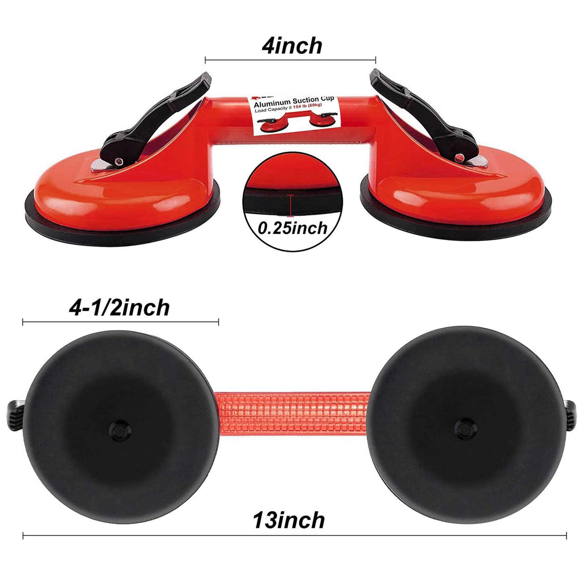 Floor Gap Fixer Tool with Double Aluminum Suction Cup, Rubber Mallet and Foam O810