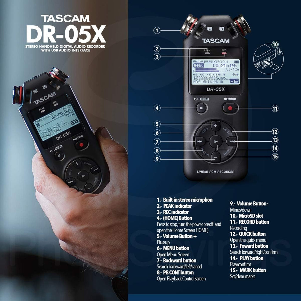 32GB Portable Stereo Digital Audio Recorder with USB Audio Interface L951
