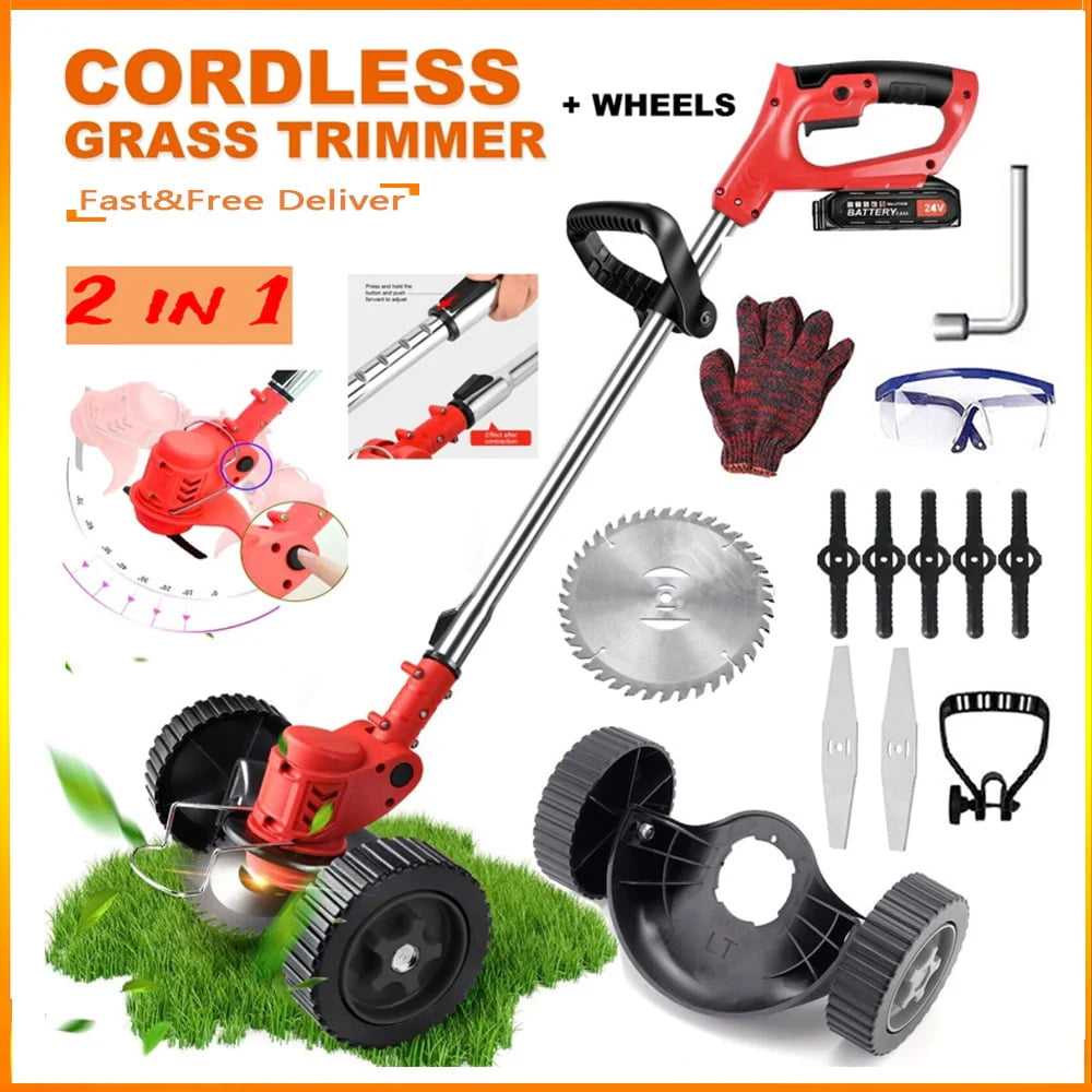 Cordless Electric Grass Trimmer with Wheels Q69330