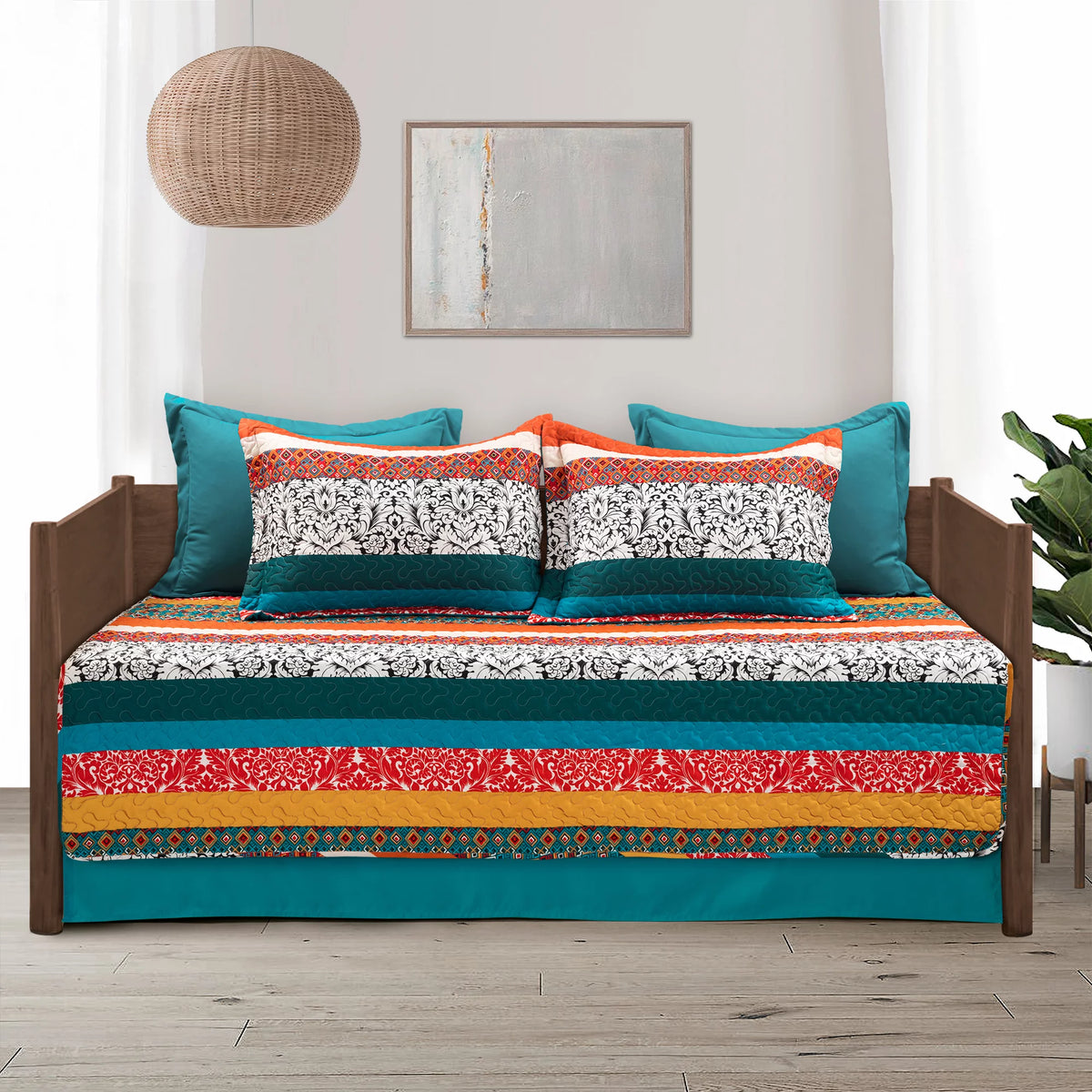 Boho Stripe Quilted Daybed Cover 6Pc Set A3046