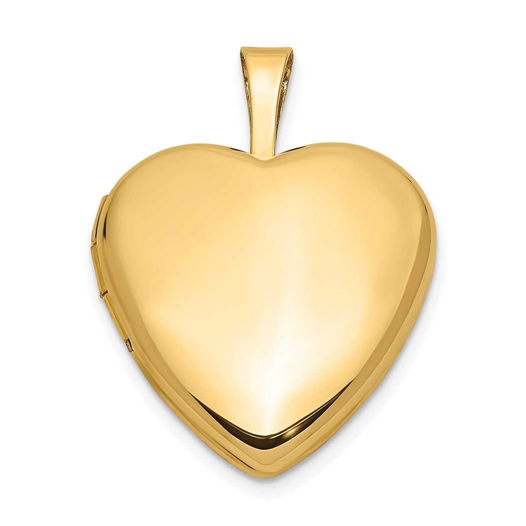 14k Gold 16mm Heart Photo Locket Pendant Necklace G3610