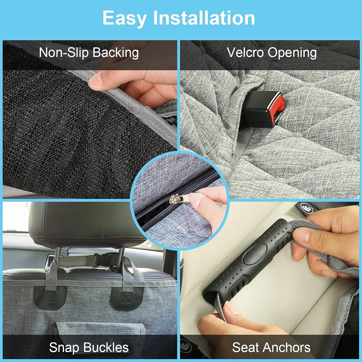 Gray Waterproof Dog Car Seat Cover with Mesh Window G20821