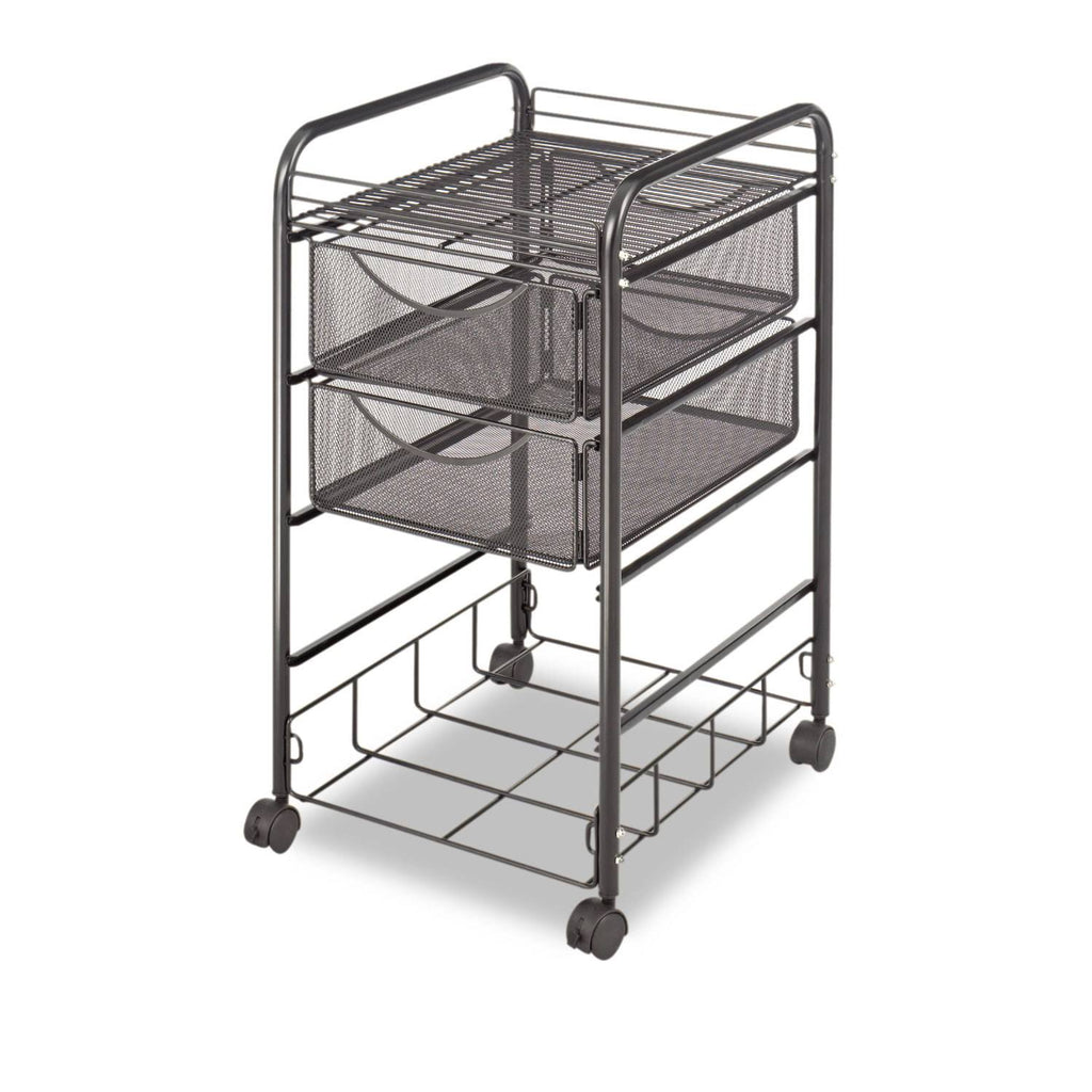 Black Double Mesh Mobile File Cart B2495