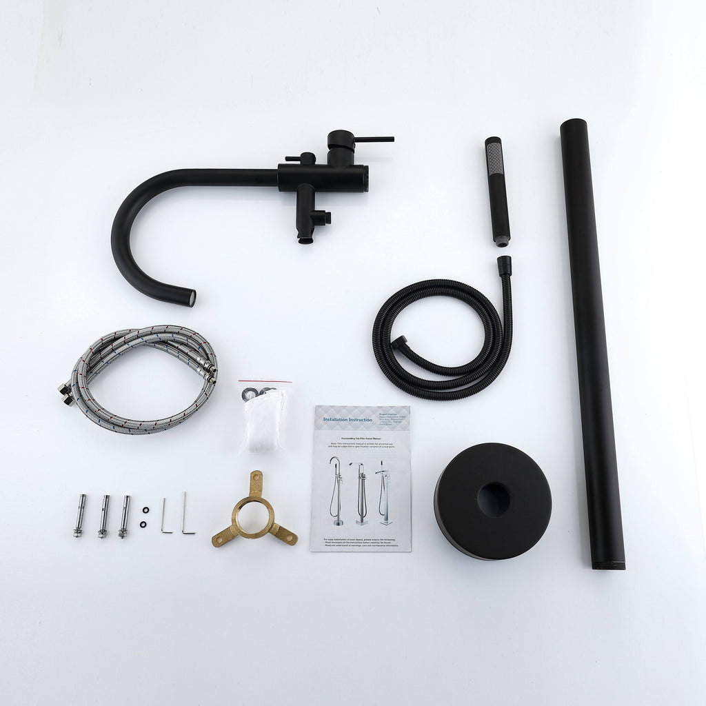 Brushed Nickel Single Handle Floor Mounted Freestanding Tub Filler C599572