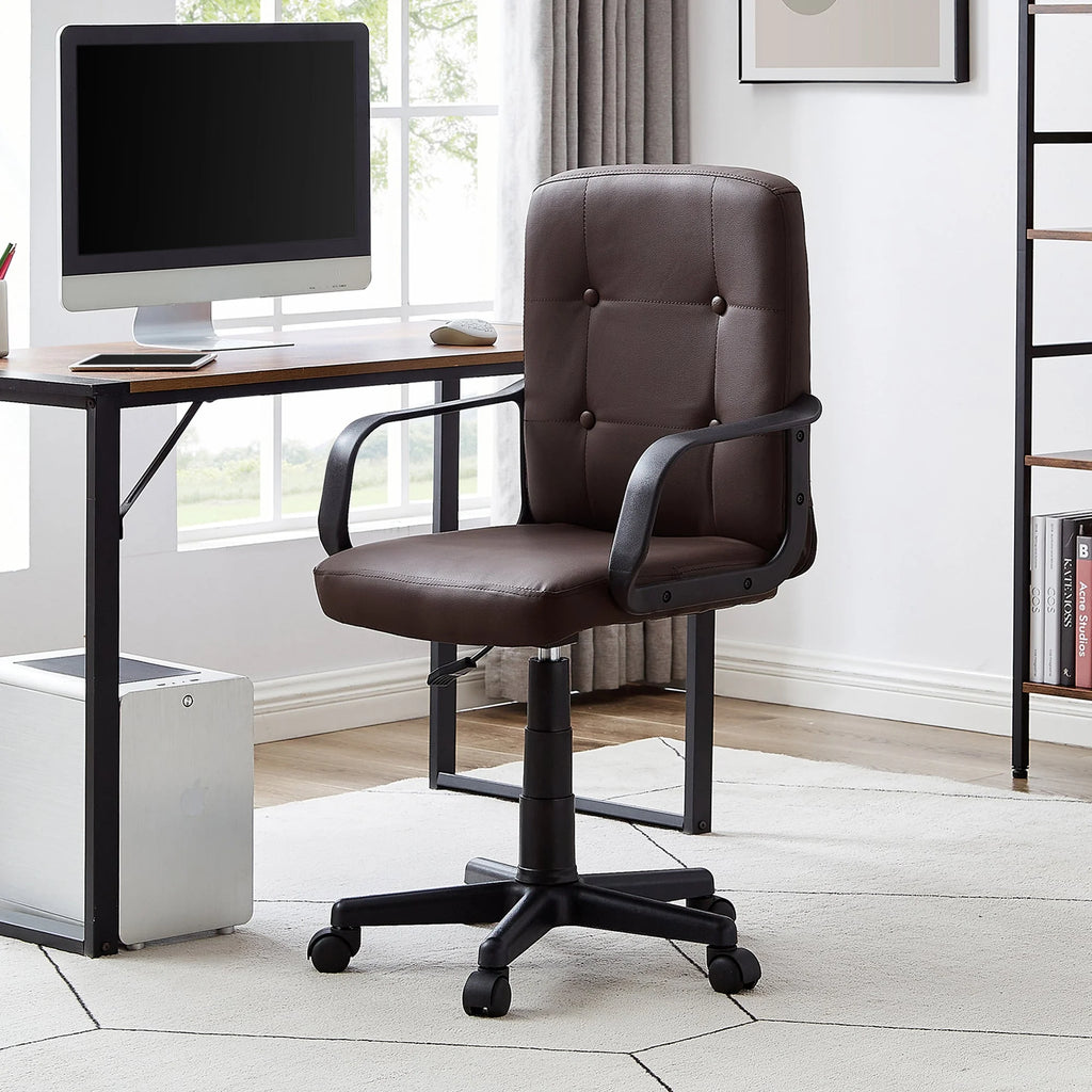 Corner Computer Desk & Chair Set, Adjustable Height Ergonomic Office Chair with Keyboard Tray and Storage Shelf X797529