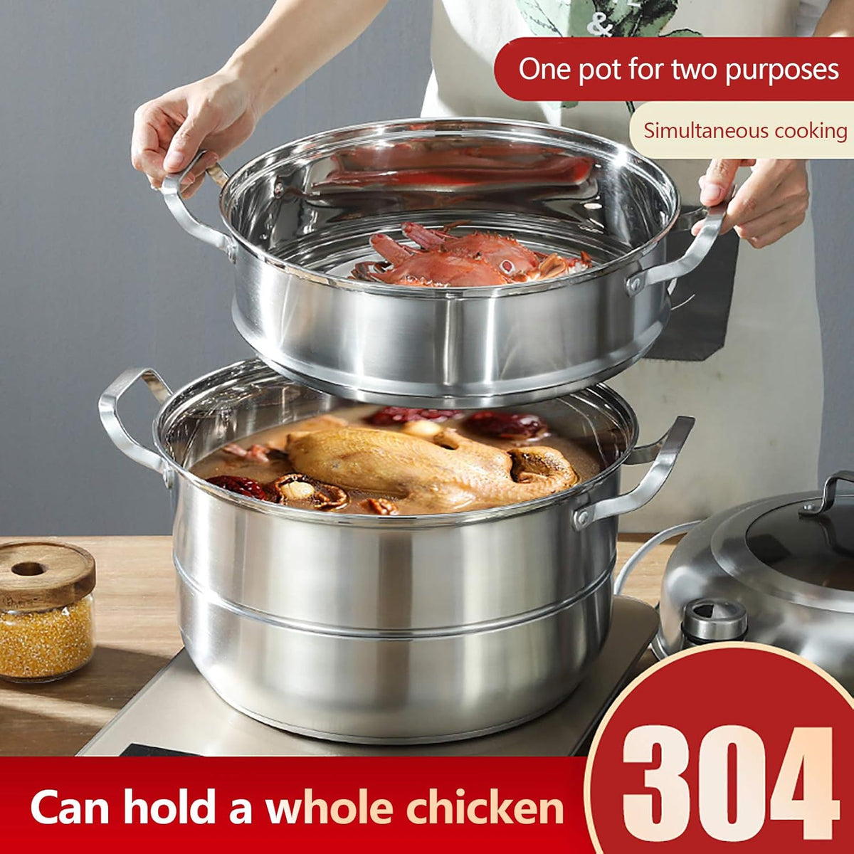 12.8in 5 Tier Stainless Steel Steamer Pot H171
