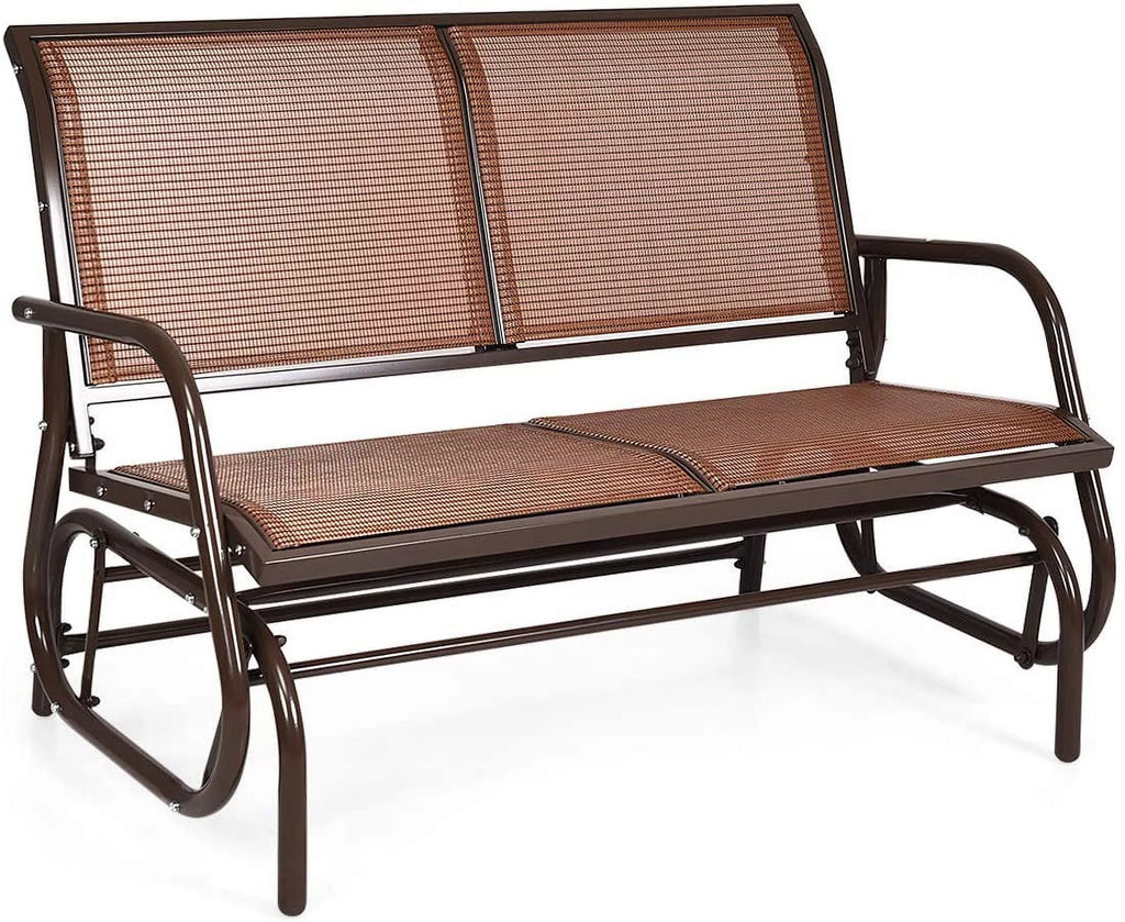 Brown Steel 48 Inch 2 Person Swing Glider Chair Y218412