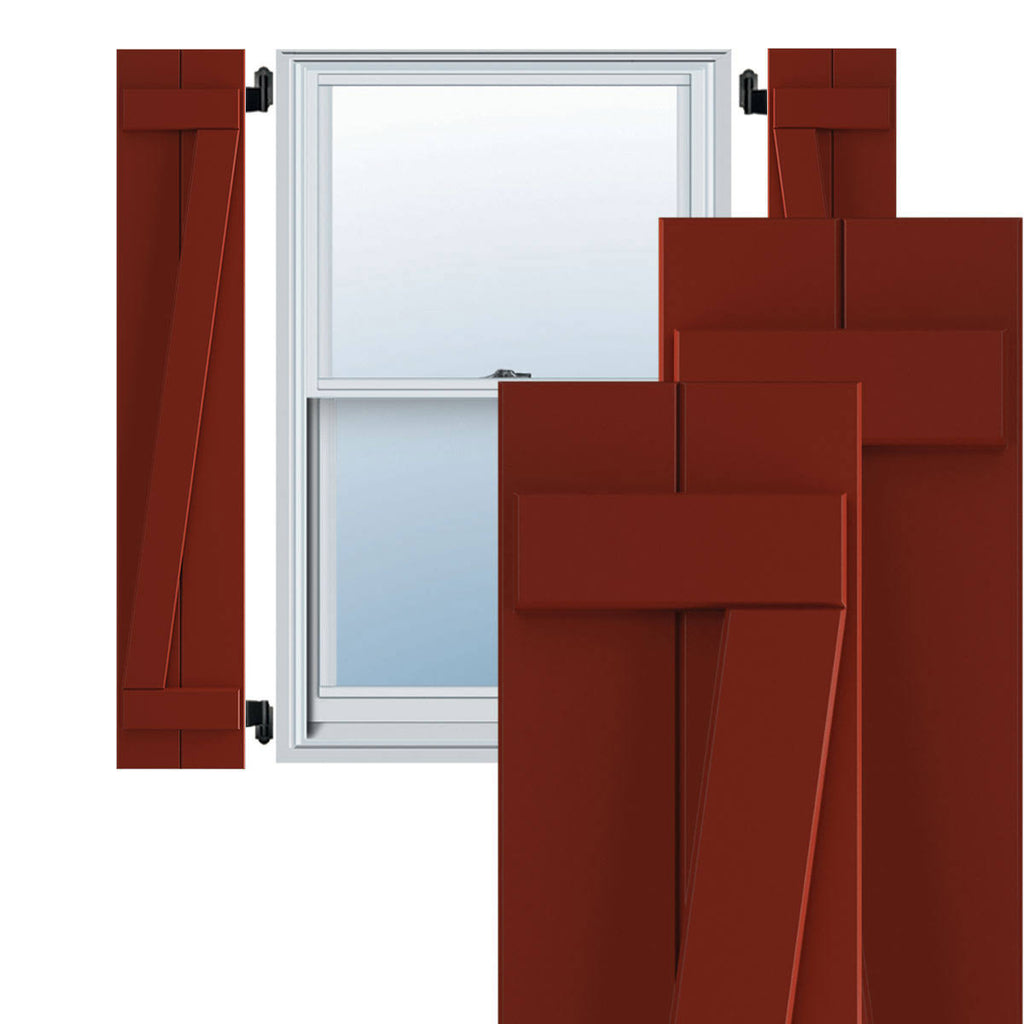10-3/4x22 x 26x22 PVC Board and Batten Shutters, Pepper Red (Per Pair) Z445402