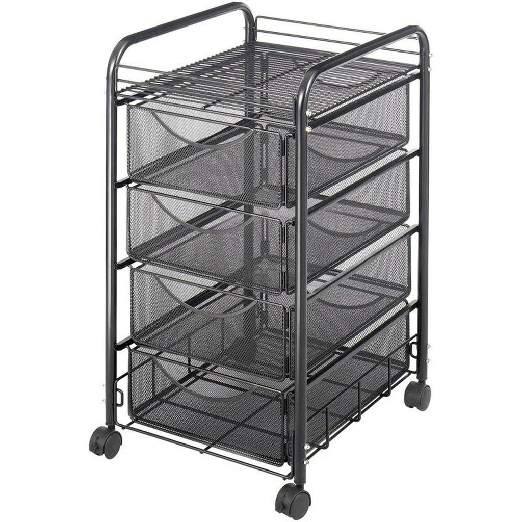 Black Double Mesh Mobile File Cart B2495