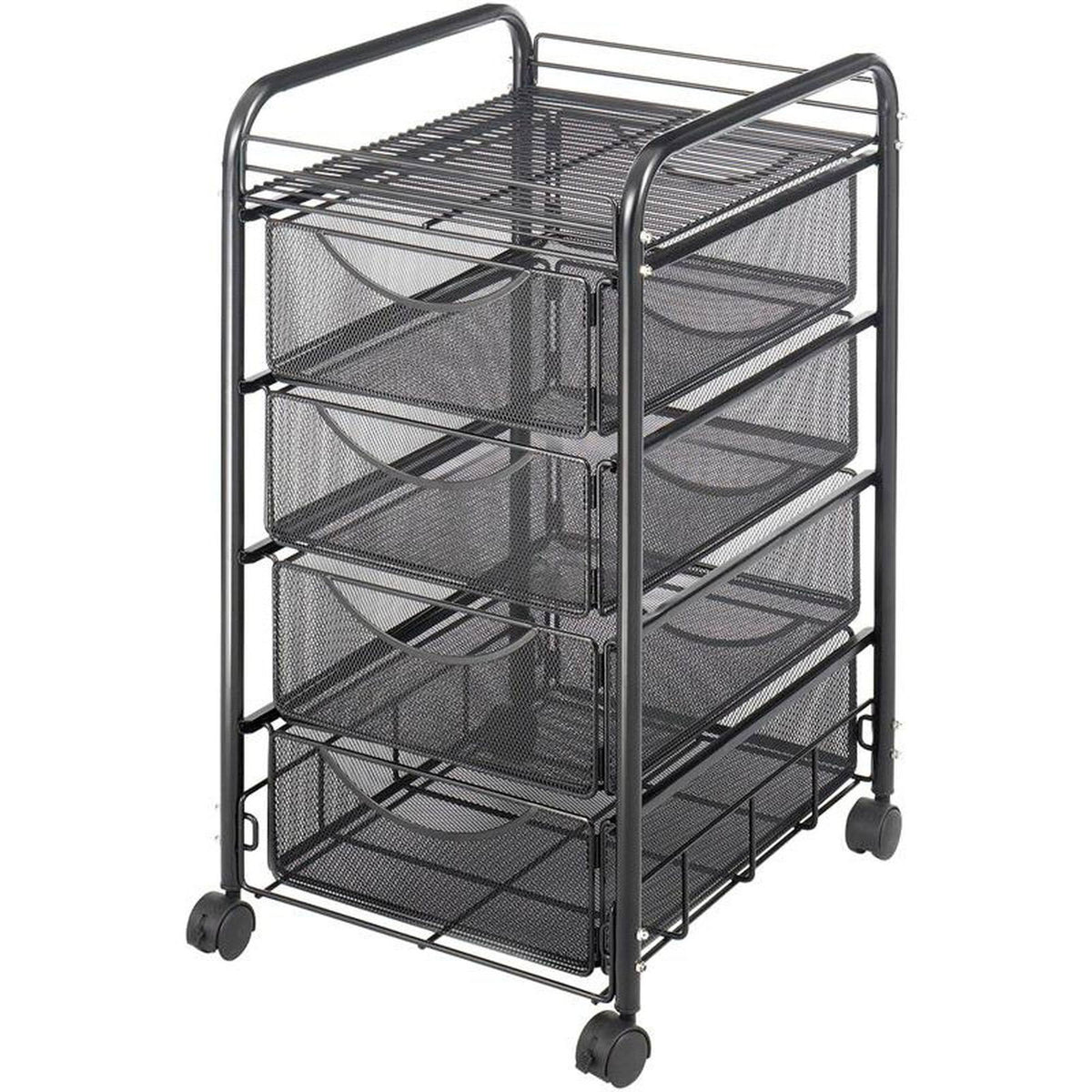 Black Double Mesh Mobile File Cart B2495