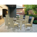 7 Pc Natural Wicker Dining Set with Table and 6 Armchairs R8553