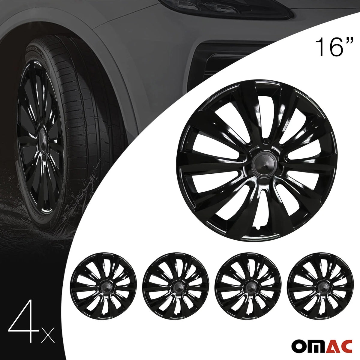 16 Sport Wheel Cover Set of 4 R16 Steel Tire Rim U823