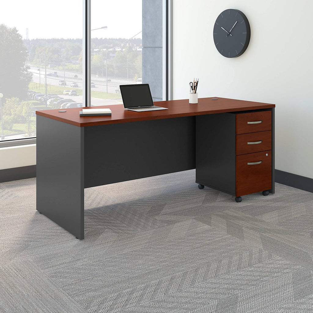 Office Desk with Mobile File Cabinet, 72w x 30D J362147