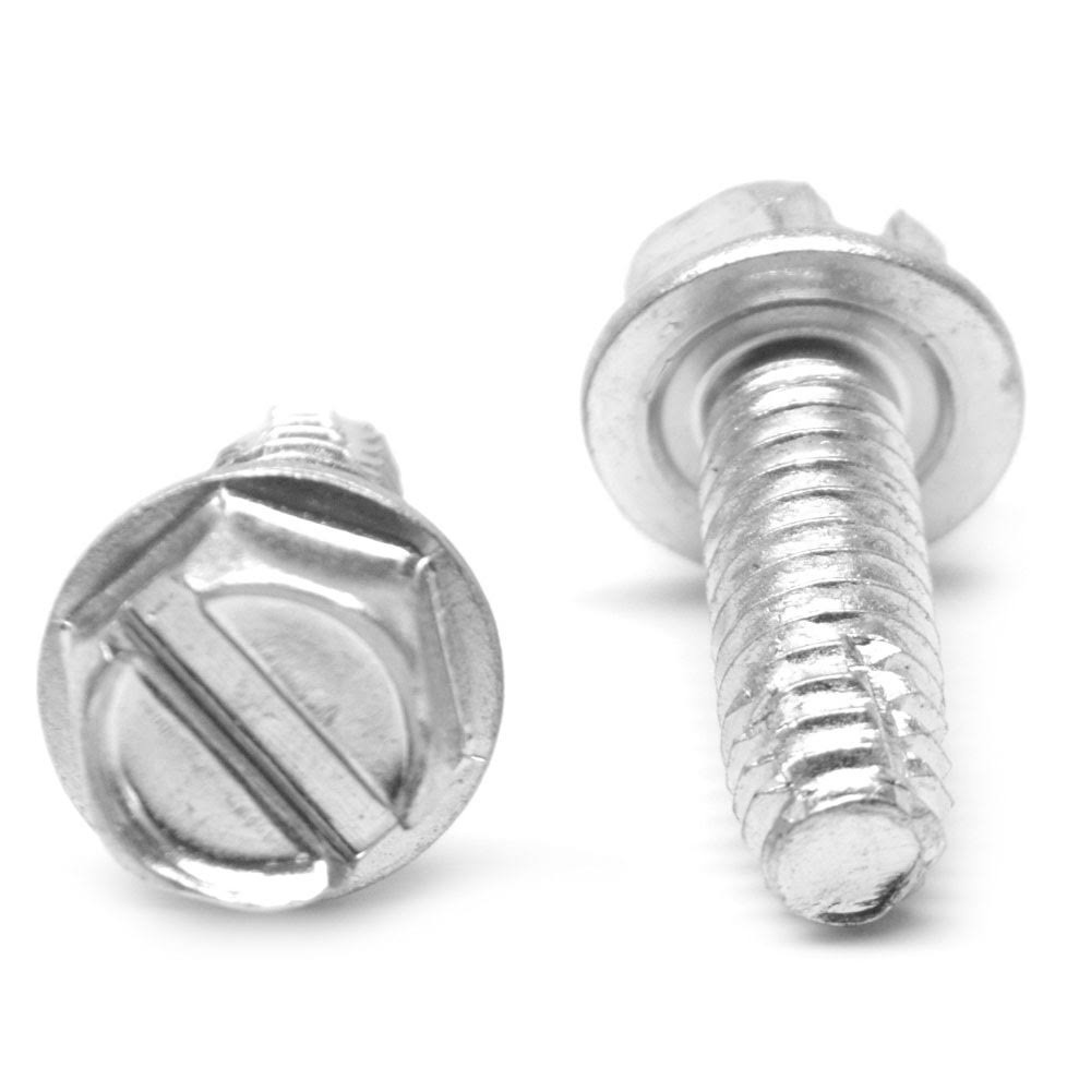 3/8-16 x 2 Coarse Thread Cutting Screw Slotted Hex Washer Head Zinc Plated B69822