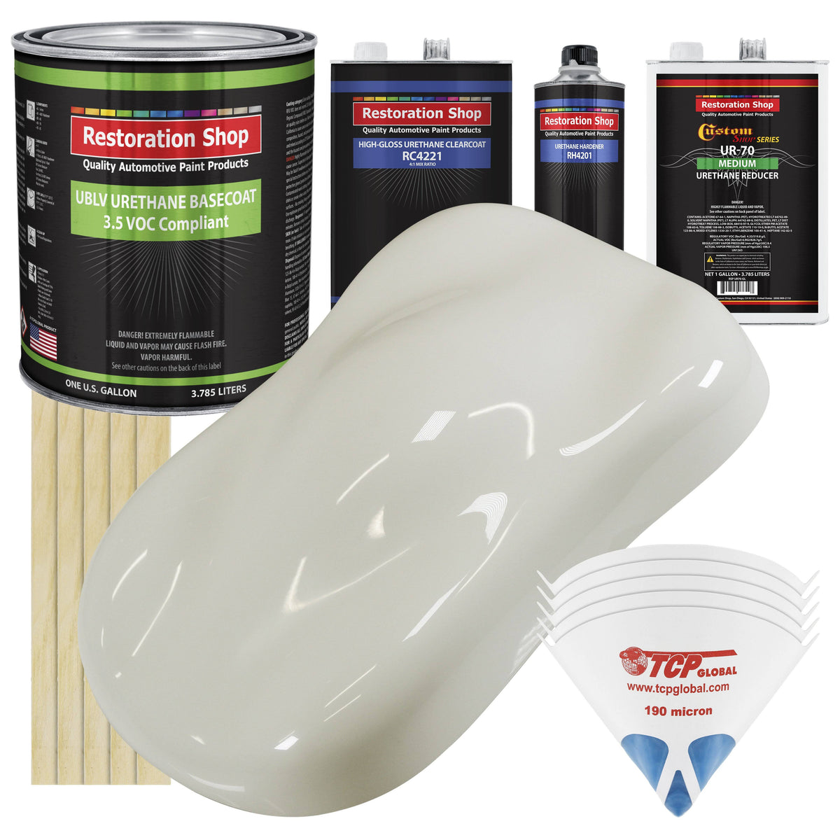White Gallon Low VOC Urethane Basecoat Clearcoat Auto Paint Kit U261144