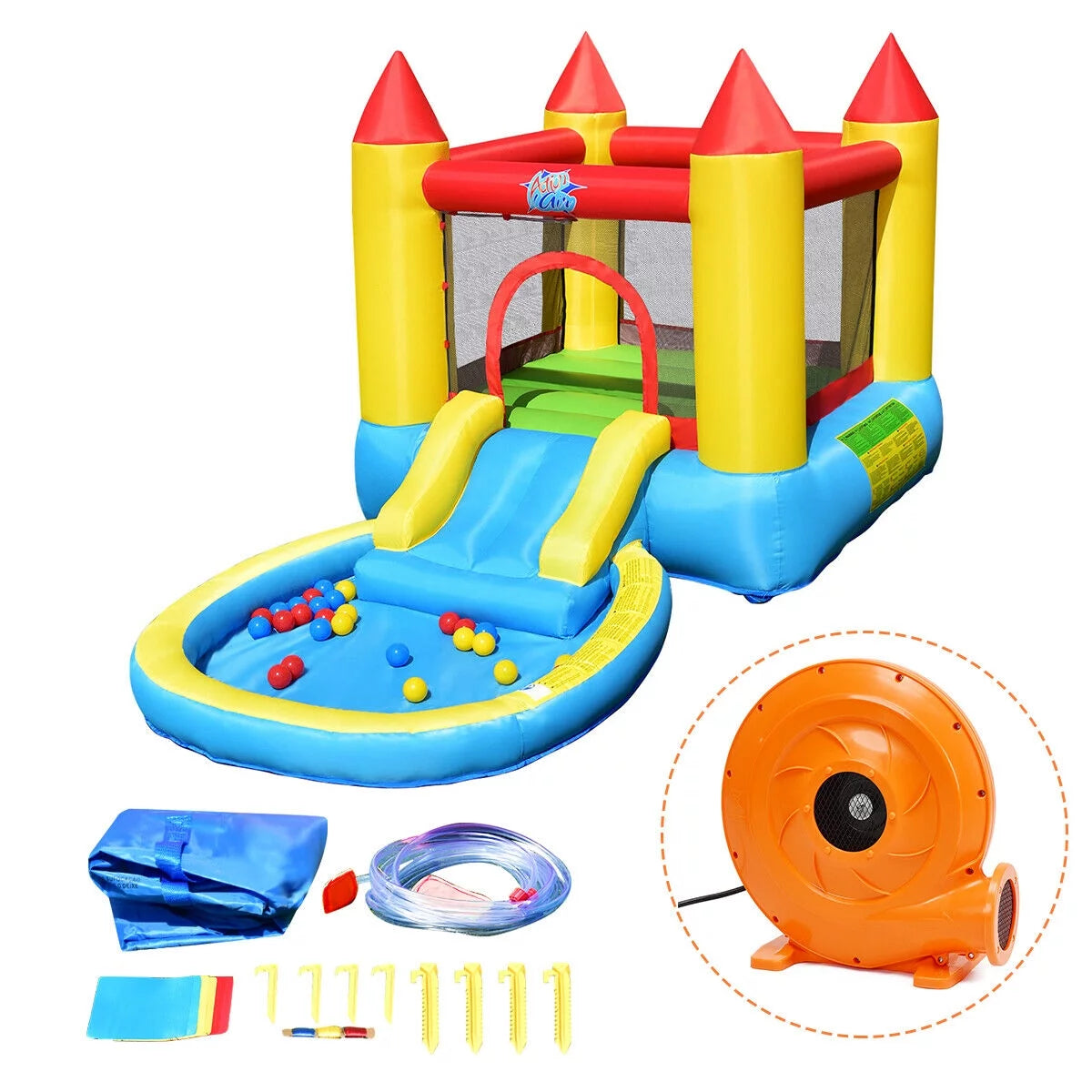 Inflatable Bounce House Slide Jumping Castle Bouncer with Pool and Blower I360