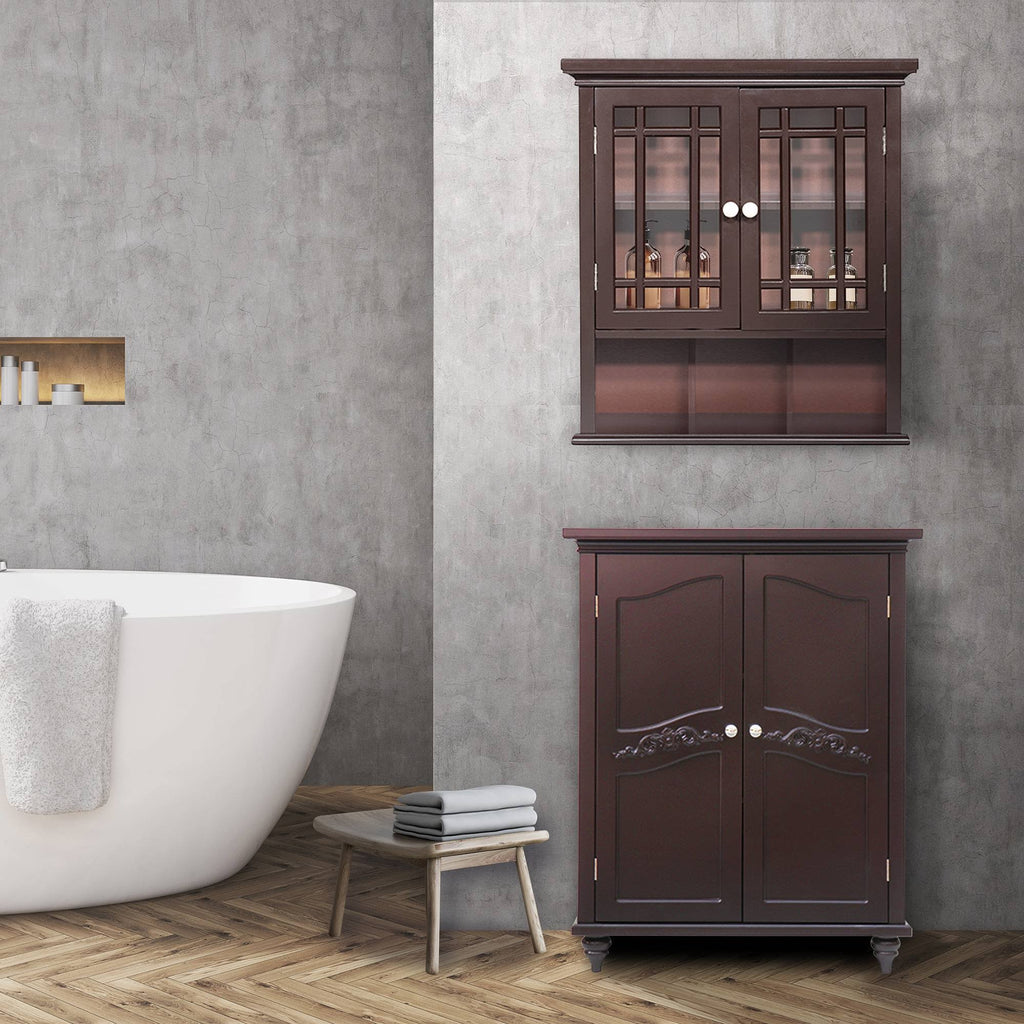 Dark Espresso Wall Cabinet with 2 Doors U735249