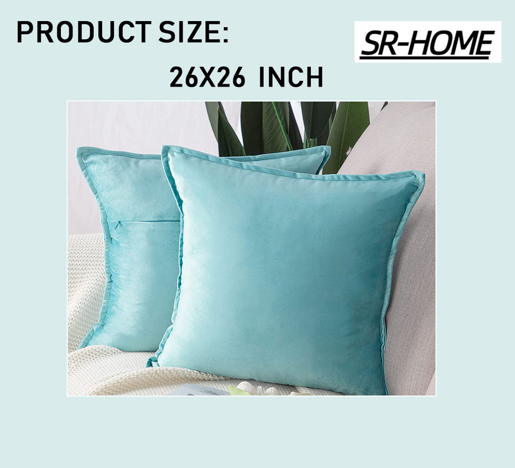 Set of 2 Super Soft Velvet Decorative Throw Pillow Covers Square with Fringe Cushion Case S871
