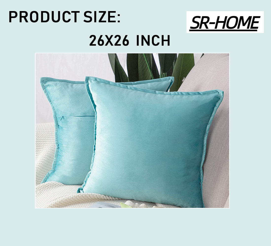 Set of 2 Super Soft Velvet Decorative Throw Pillow Covers Square with Fringe Cushion Case S871