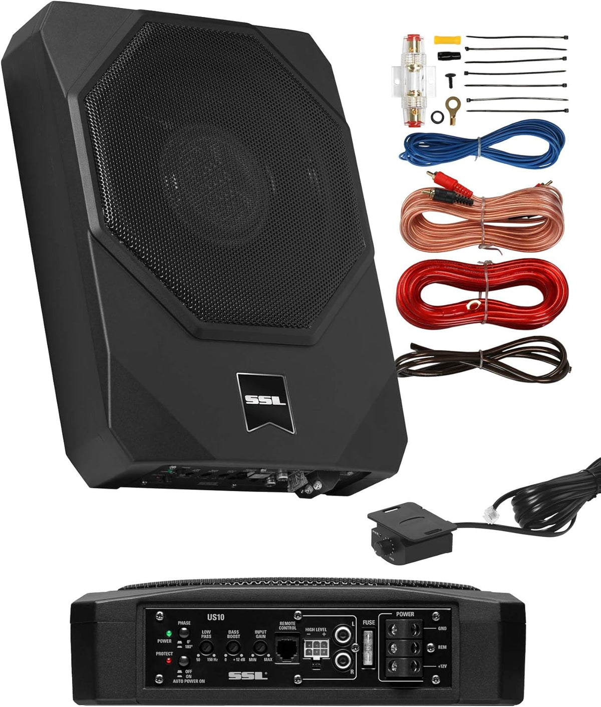 Amplified Car Subwoofer, 1000 Watts Max Power, 10 Inch L959