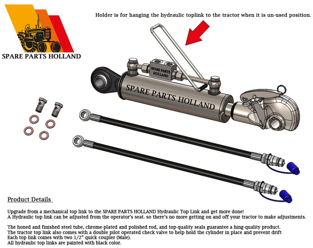 Hydraulic Top Link Cat. 2 28 3/8” - 44 1/8” Locking Block Stroke 15-3/4” J161