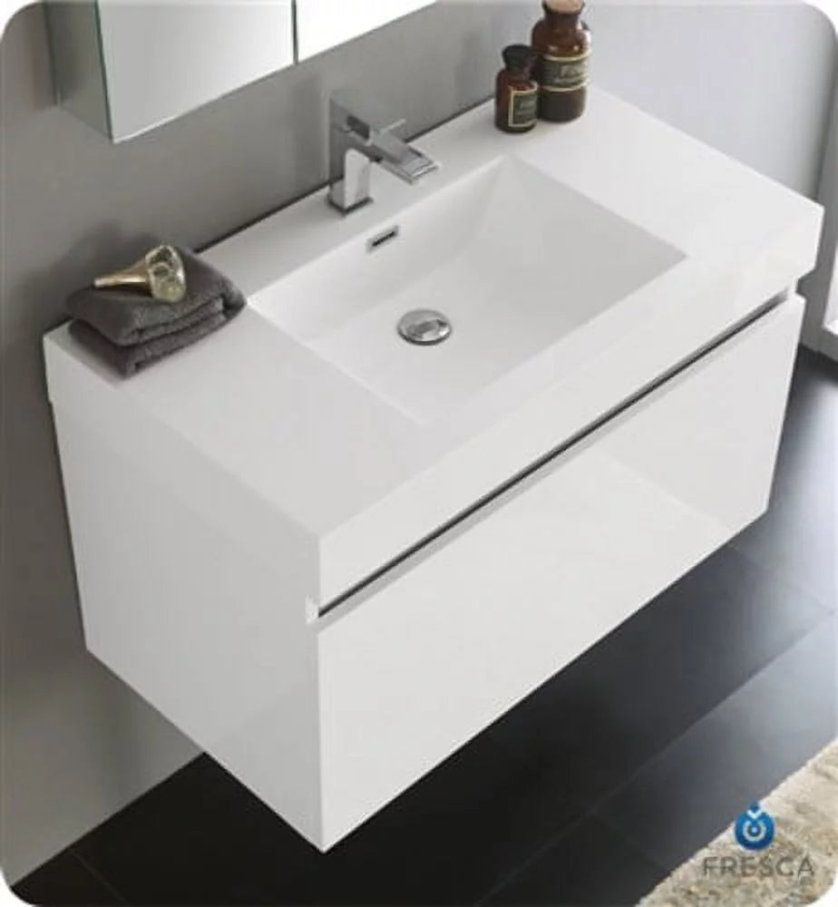 36" Teak Wall Hung Bathroom Vanity & Medicine Cabinet N855950