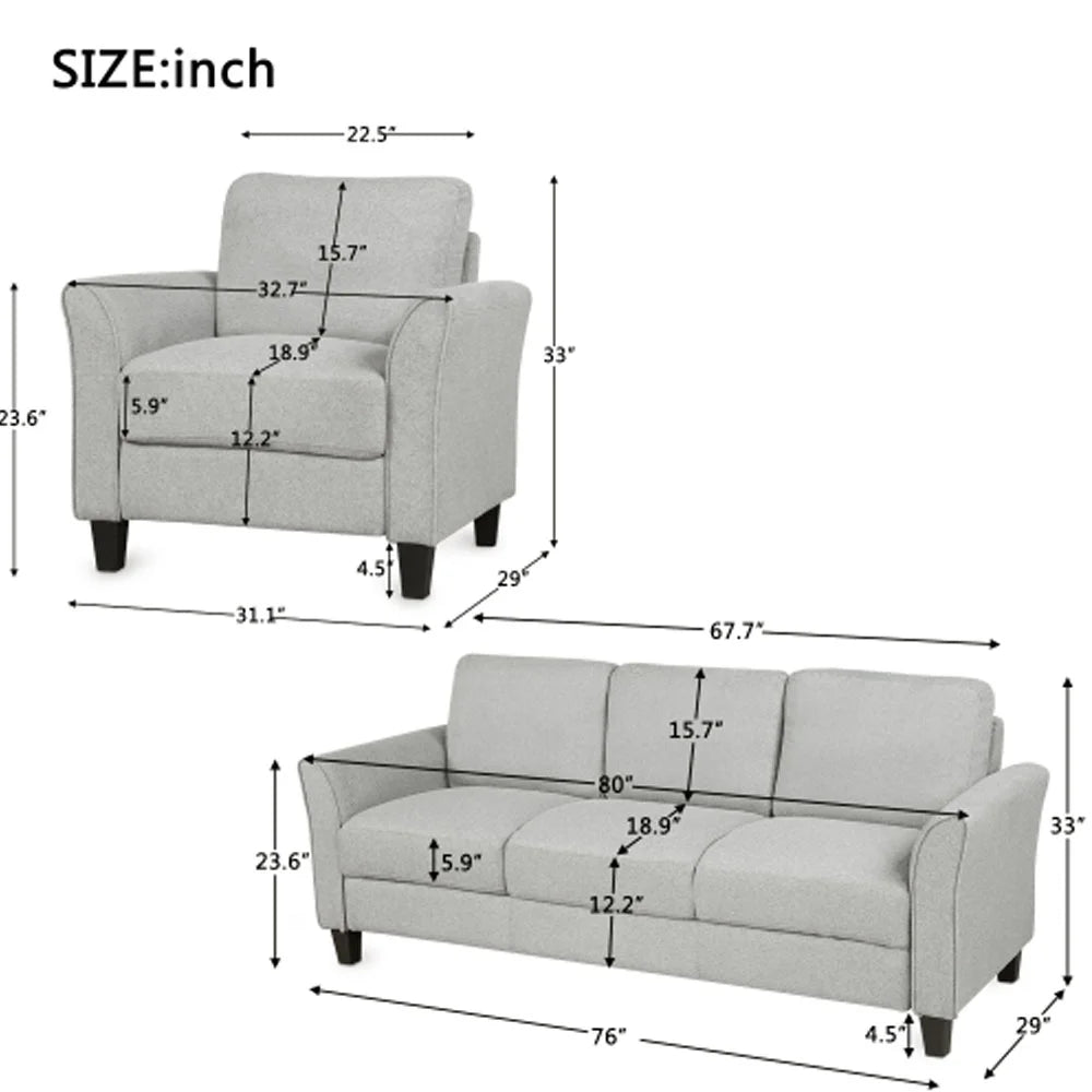 Light Gray Chair and 3-seat Sofa F5198
