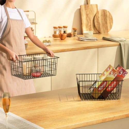 Freezer Baskets, Pantry Storage Bins, Metal Wire Organizer 14"x11"x6" F177