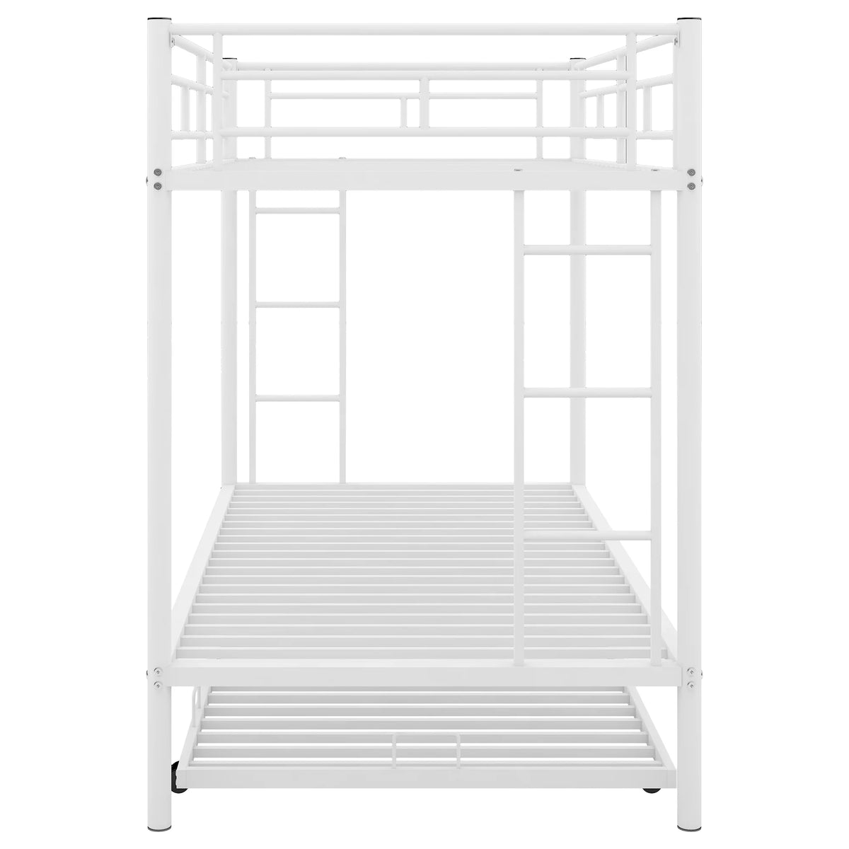 White Metal Twin over Twin Bunk Bed with Trundle P604