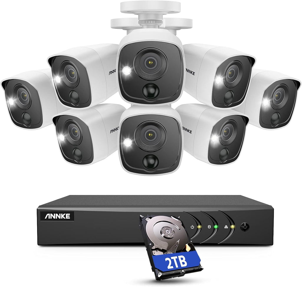 16CH 5MP Lite CCTV Camera System with 8 × 1080P Weatherproof Bullet Security Cameras, 2 TB Hard Drive P9224
