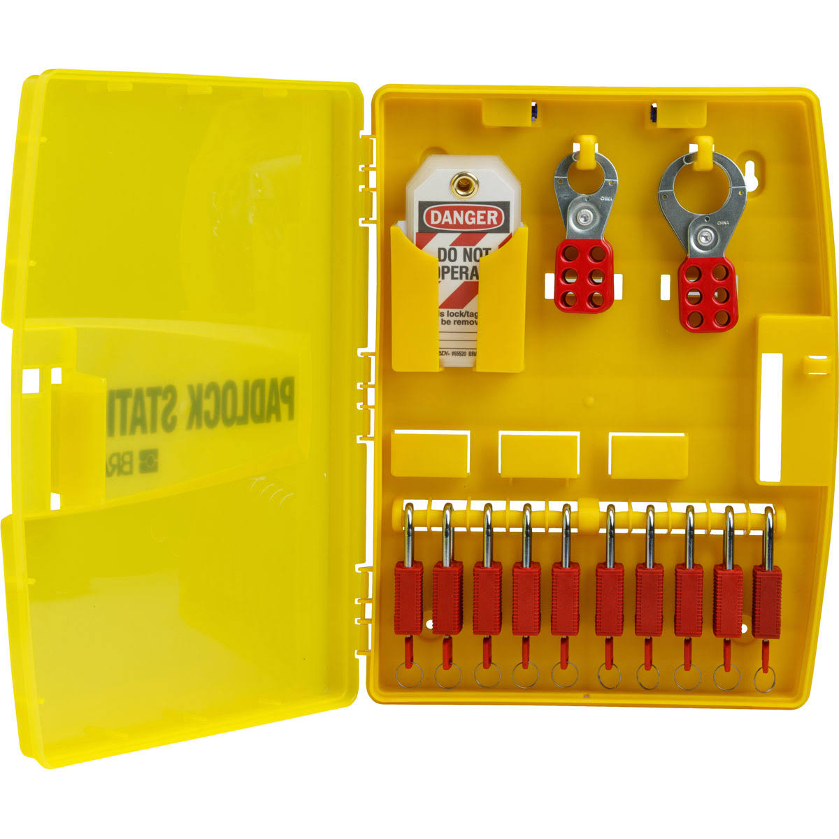 Yellow Ready Access Padlock Station Kit with 10 Padlocks D718140
