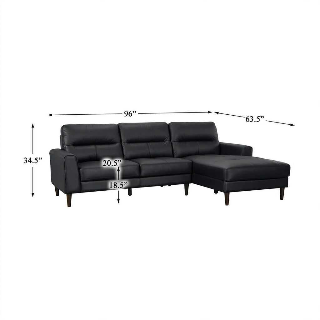 Black 2-Piece Leather Match Sectional with Right Chaise Y993264