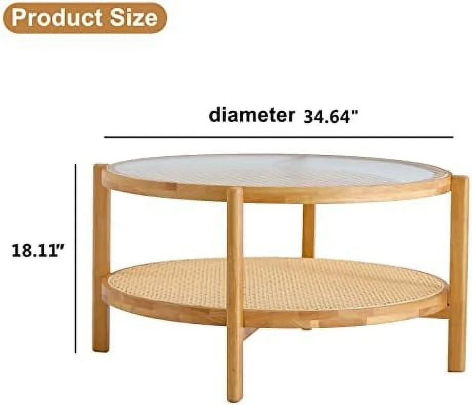Rectangle Glass Top Solid Wood Coffee Table I693