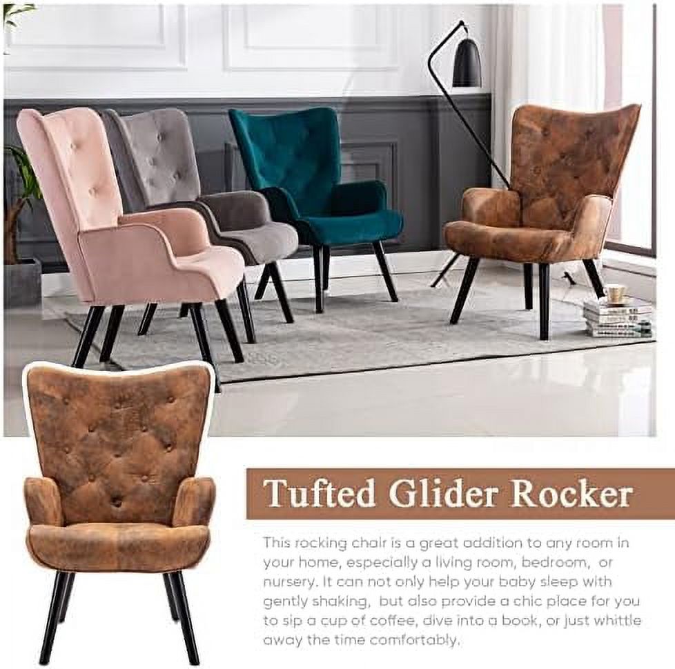 Microfiber Cushioned Wingback Armchairs Set A364139
