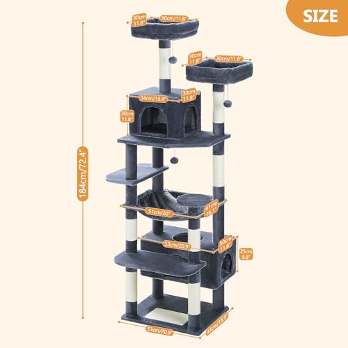 53.5 Inches Pink Cat Tree with Hammocks and Scratching Posts Z2066