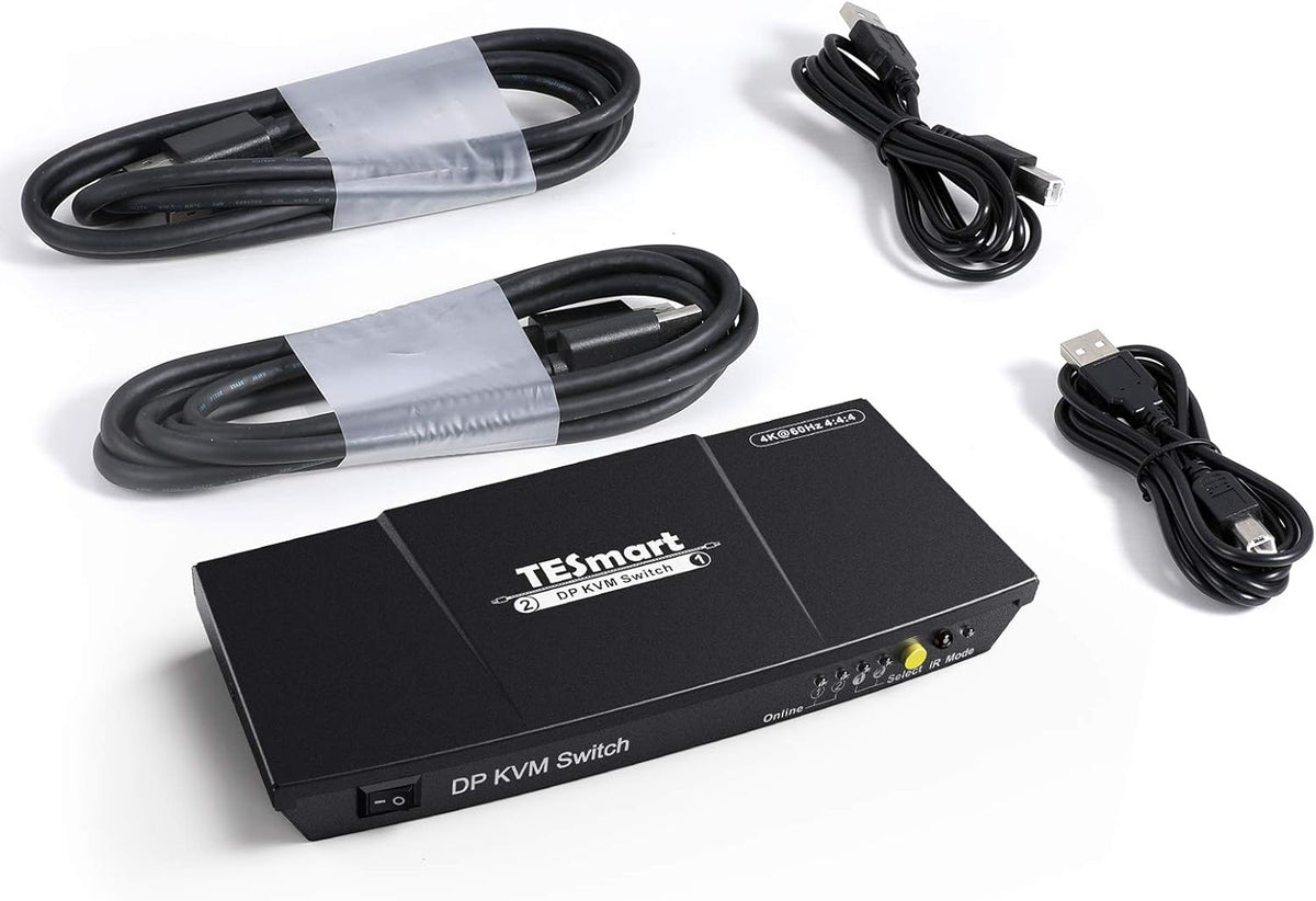 2 Port DisplayPort 4K 60Hz KVM Switcher with Cables Y348417