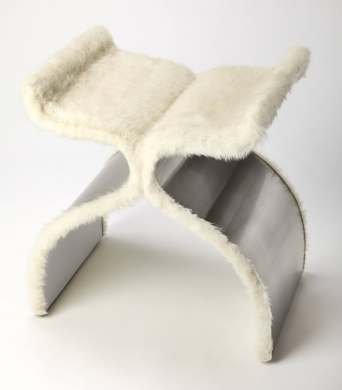 Faux Fur Silver Stool I252