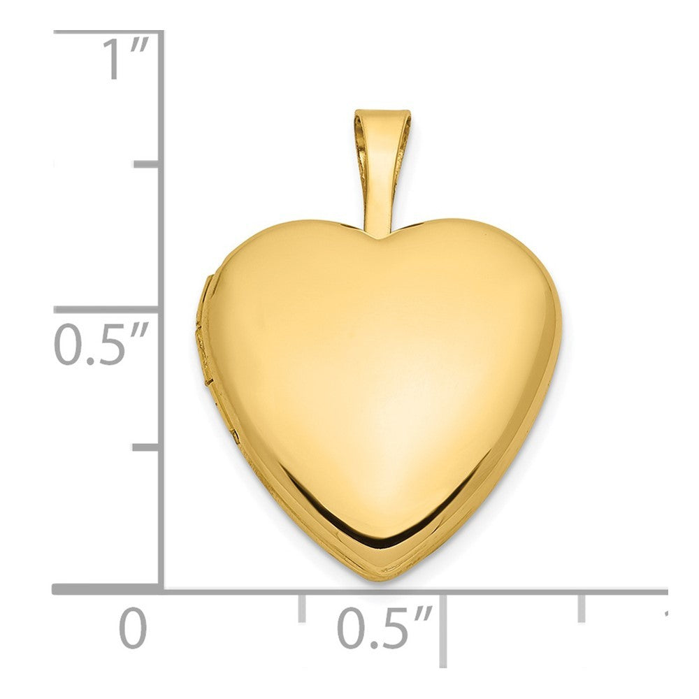 14k Gold 16mm Heart Photo Locket Pendant Necklace G3610
