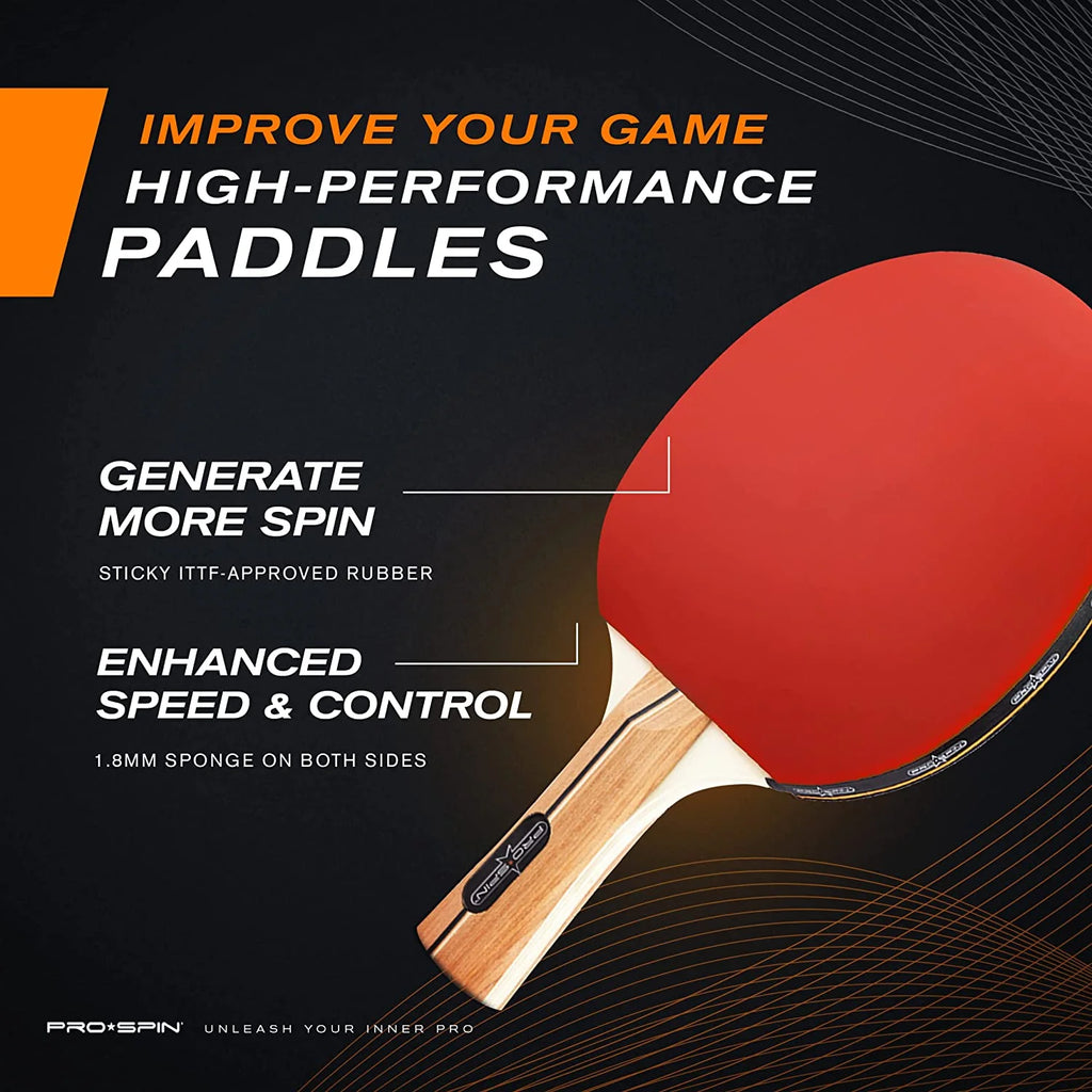4-Player Table Tennis Racket Set with 3-Star Balls and Storage Case X10024