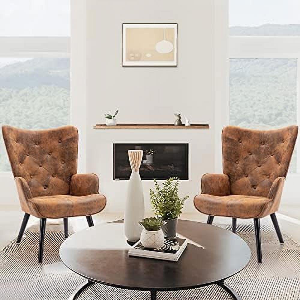 Microfiber Cushioned Wingback Armchairs Set A364139