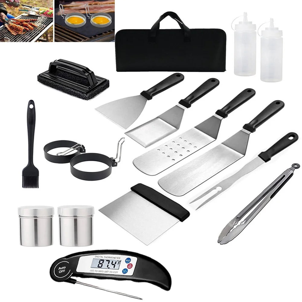 15 Pcs Stainless Steel BBQ Tools Set with Storage Bag M788393