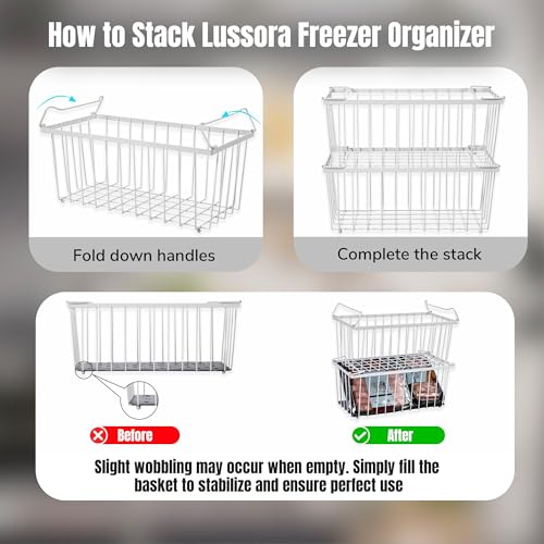 4 Pack Stackable Freezer Organizer Bins with Side Handles E391050