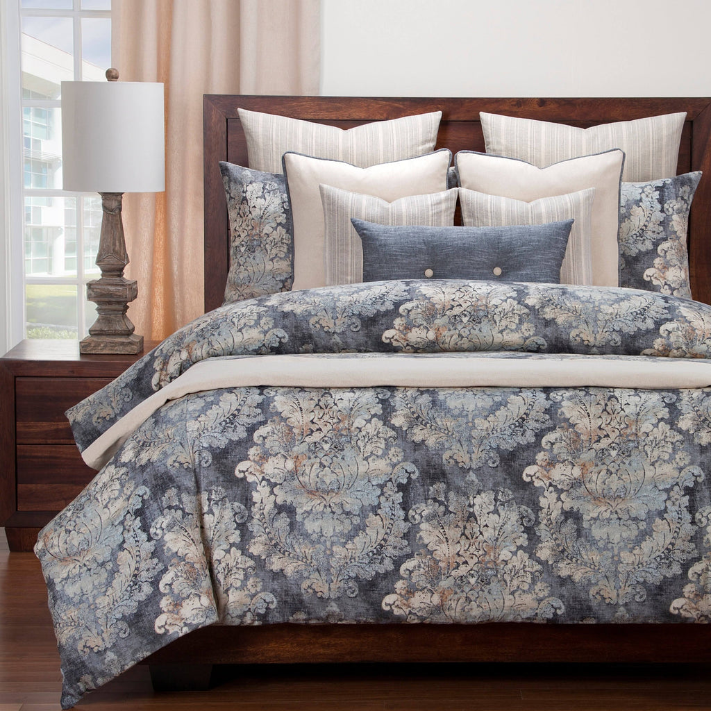 Distressed Damask Duvet and Shams M96333