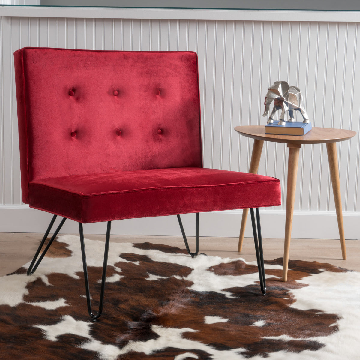 Berry and Black Velvet Accent Chair Z334085