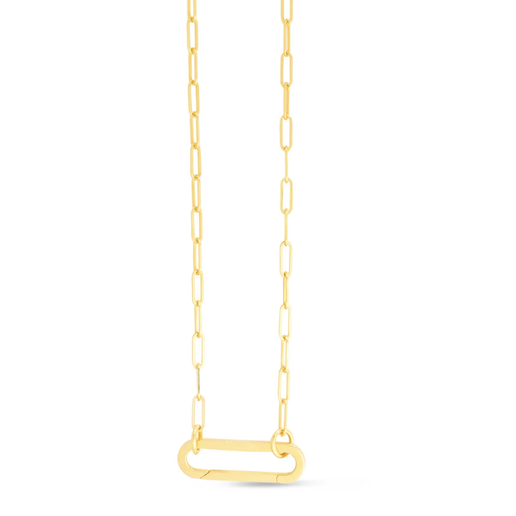 14K Yellow Gold Elongated Link Paperclip Necklace with Push-lock Clasp - 18" R41280