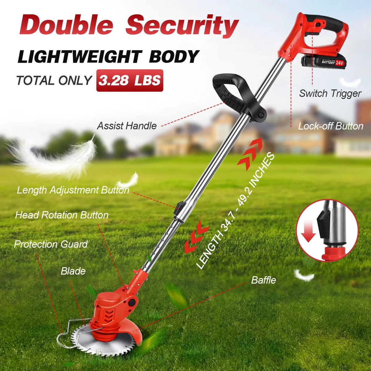 Cordless Electric Grass Trimmer with Wheels Q69330
