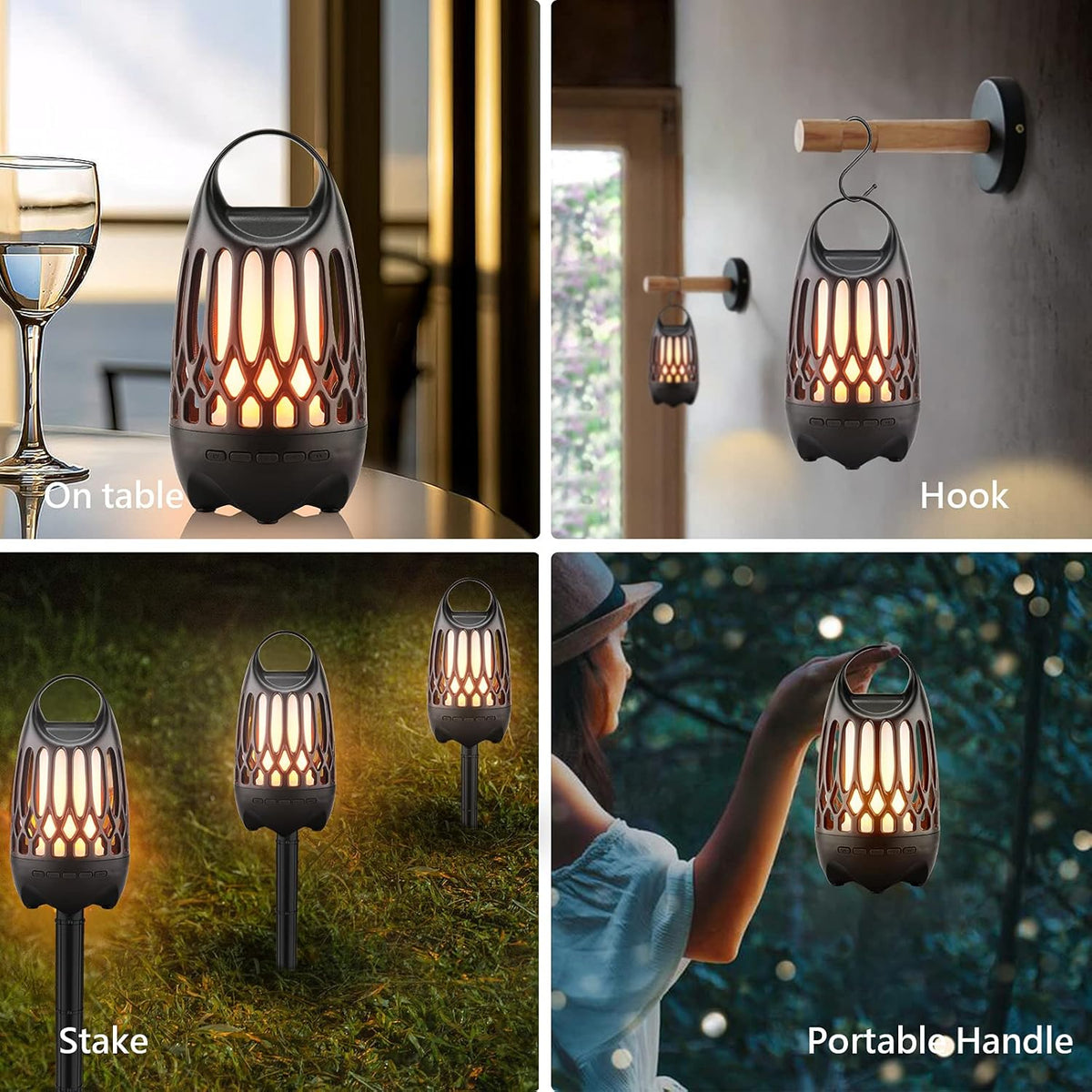 Portable Bluetooth LED Flame Speaker with Pole H913