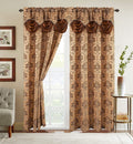 Curtain Window Panels with Attached Valance, Set of 2, 54 x 84 inch, Gold/Brown M988985