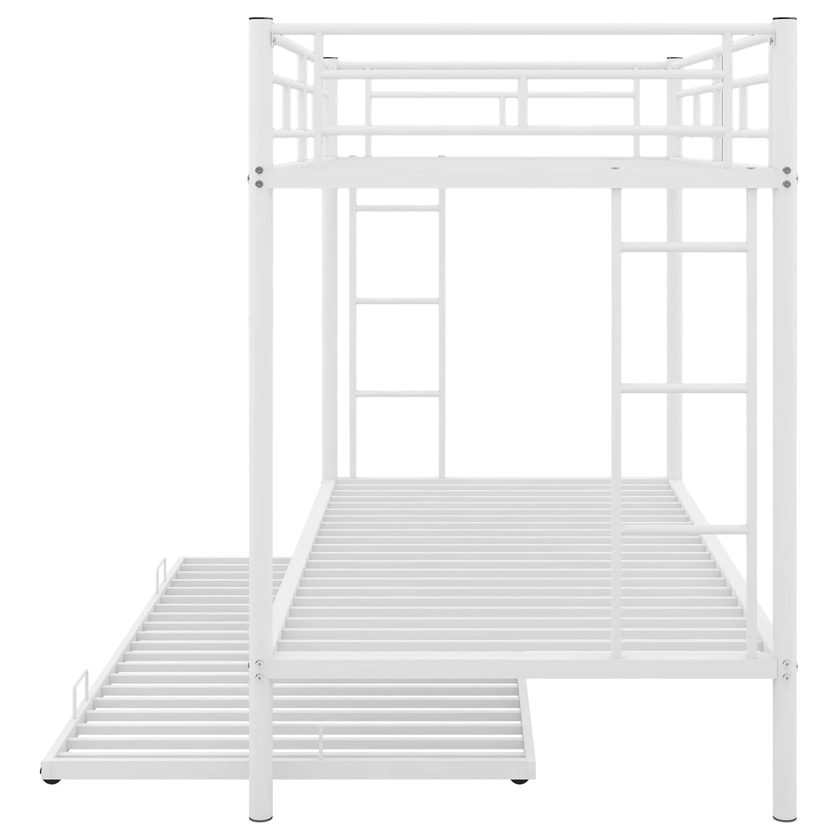 White Metal Twin over Twin Bunk Bed with Trundle P604