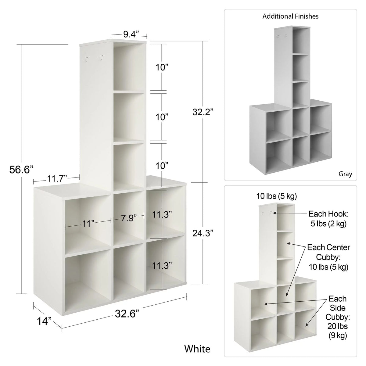White 9 Cube Storage H21763